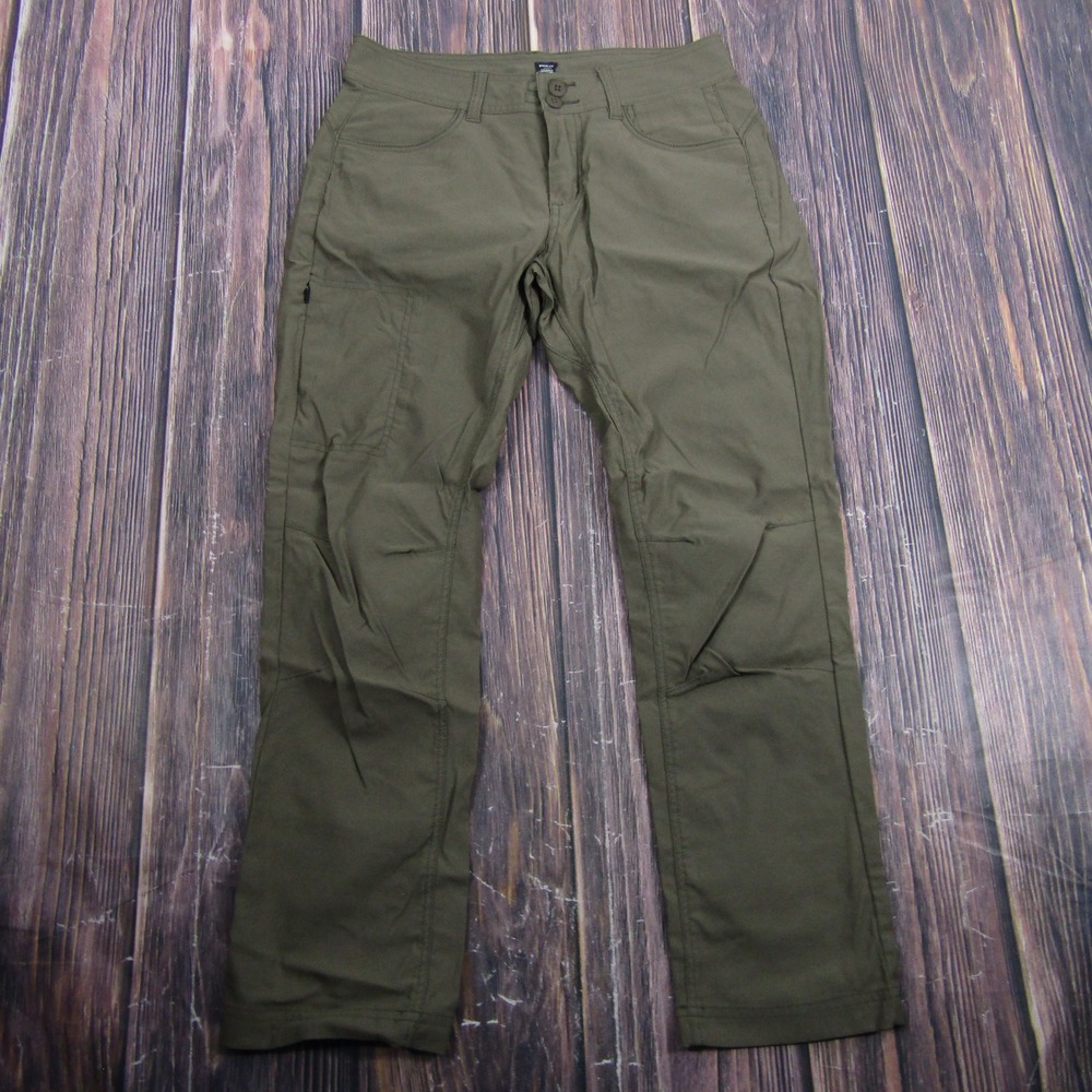 prAna Halle Hiking Pants Women 8 Olive Green Stretch Nylon Straight Leg Outdoor